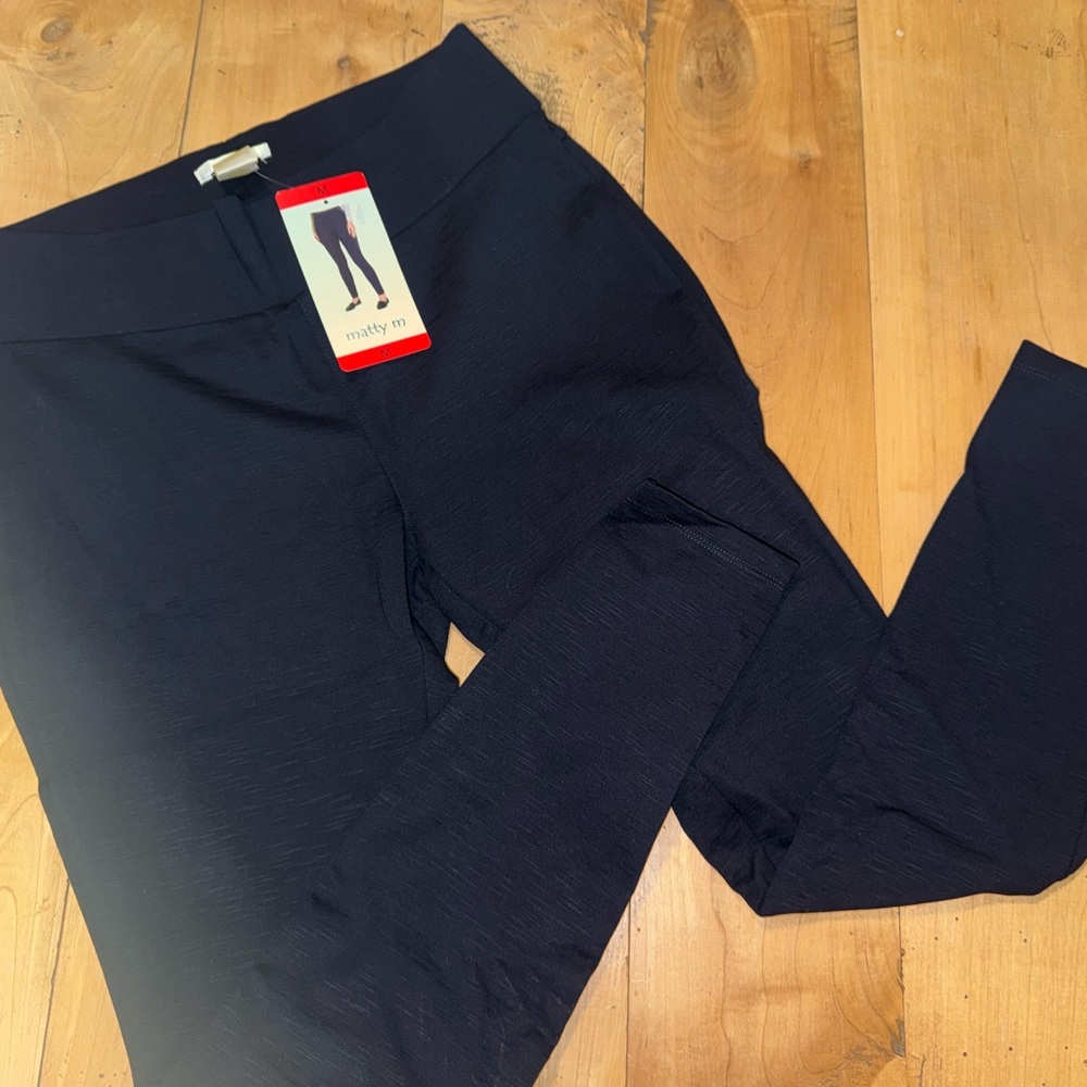 NWT Matty M Navy Blue stretch pants, size M